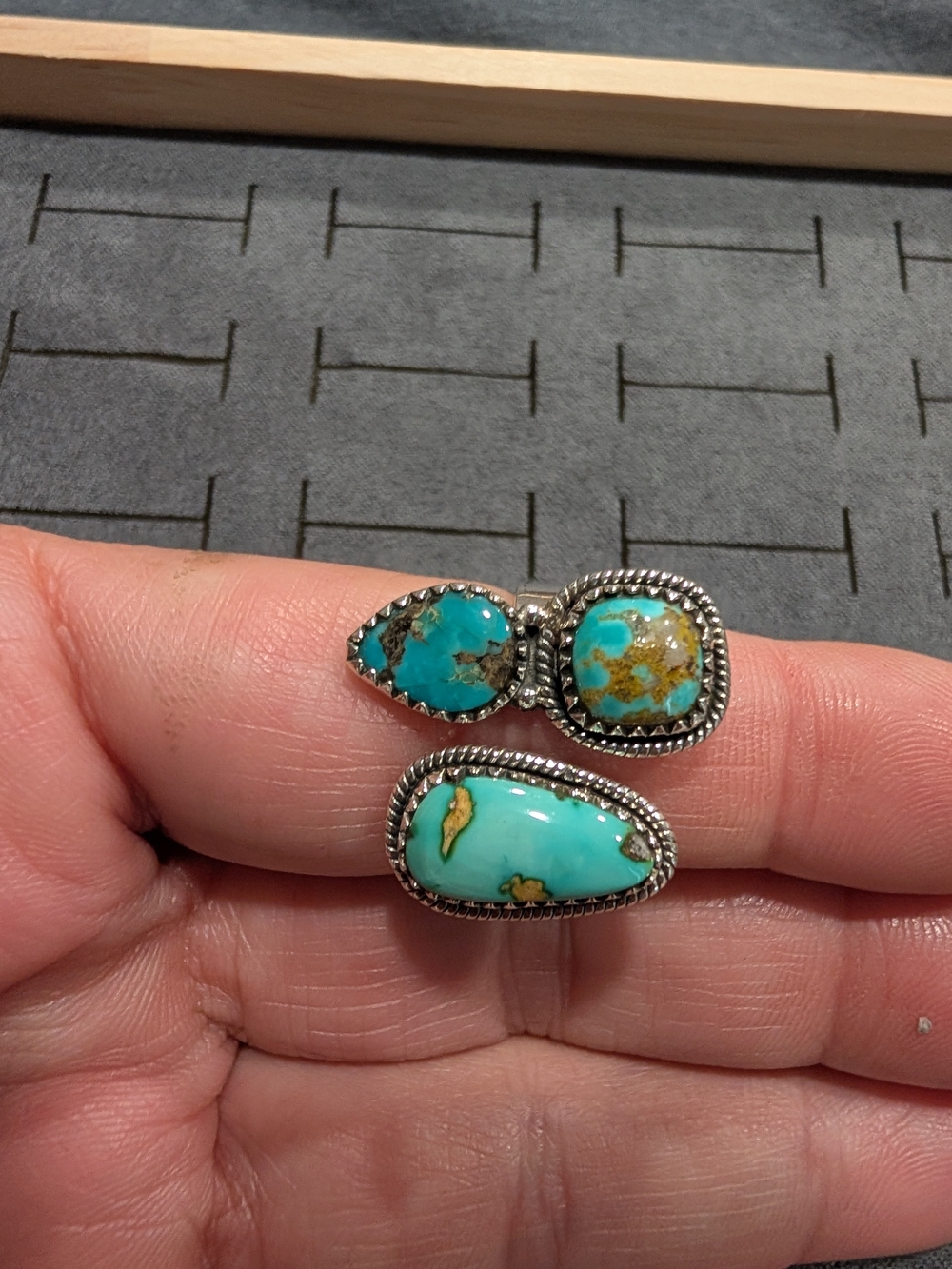 Turquoise Stone Double Ring - Sterling-Style Women’s Jewelry